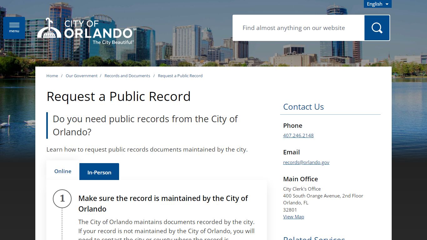Request a Public Record - City of Orlando - Orlando, Florida