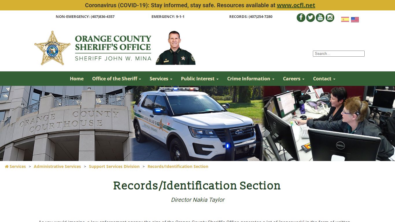 Records/Identification Section - Orange County Sheriff's Office